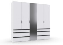 Falttürenschrank >OXFORD< in WEISS mit Spiegel...