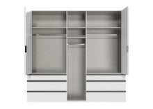 Falttürenschrank >OXFORD< in WEISS mit Spiegel - 250x236x58cm (BxHxT)