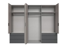 Falttürenschrank >OXFORD< in GRAFIT + SAHARAGRAU - 300x216x58cm (BxHxT)