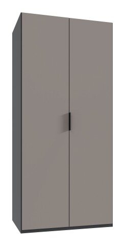 Falttürenschrank >OXFORD< in GRAFIT + SAHARAGRAU - 100x216x58cm (BxHxT)