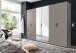 Falttürenschrank >OXFORD< in Saharagrau / Grafit / Spiegel - 300x216x58 (BxHxT)