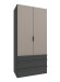 Falttürenschrank >OXFORD< in Saharagrau / Korpus Grafit - 100x216x58cm (BxHxT)