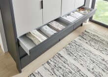 Falttürenschrank >OXFORD< in Saharagrau, Korpus Grafit - 200x216x58cm (BxHxT)