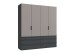 Falttürenschrank >OXFORD< in Saharagrau, Korpus Grafit - 200x216x58cm (BxHxT)