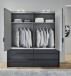 Falttürenschrank >OXFORD< in Saharagrau, Korpus Grafit - 200x216x58cm (BxHxT)