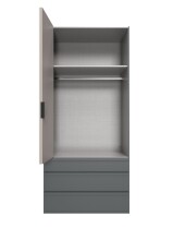 Falttürenschrank >OXFORD< in Grafit / Spiegel - 100x216x58cm (BxHxT)