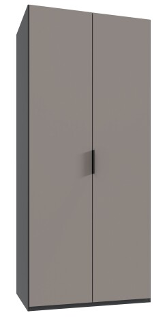Falttürenschrank >OXFORD< in Saharagrau, Korpus Grafit - 100x236x58cm (BxHxT)