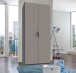 Falttürenschrank >OXFORD< in Saharagrau, Korpus Grafit - 100x236x58cm (BxHxT)