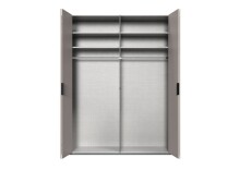 Falttürenschrank >OXFORD< in Saharagrau, Korpus Grafit - 200x236x58cm (BxHxT)