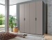 Falttürenschrank >OXFORD< in Saharagrau, Korpus Grafit - 200x236x58cm (BxHxT)