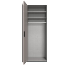 Falttürenschrank >OXFORD< in Spiegel / Grafit - 100x236x58cm (BxHxT)