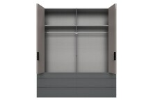 Falttürenschrank >OXFORD< in Türen Saharagrau / Grafit - 200x236x58cm (BxHxT)