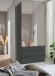 Falttürenschrank >OXFORD< in Grafit / Spiegel - 100x236x58cm (BxHxT)