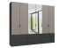 Falttürenschrank >OXFORD< in Graphit / Saharagrau / Spiegel - 300x236x58 (BxHxT)
