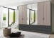 Falttürenschrank >OXFORD< in Graphit / Saharagrau / Spiegel - 300x236x58 (BxHxT)