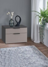 Nachtkommode >OXFORD< in Saharagrau, Korpus Graphit - 54x39x41cm (BxHxT)