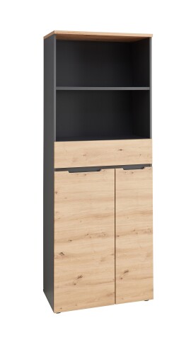 Aktenschrank >Memphis< in Artisan Eiche Dekor / Graphit - 75x197x38 (BxHxT)