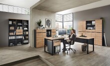 Aktenschrank >Memphis< in Artisan Eiche Dekor / Graphit - 75x197x38 (BxHxT)