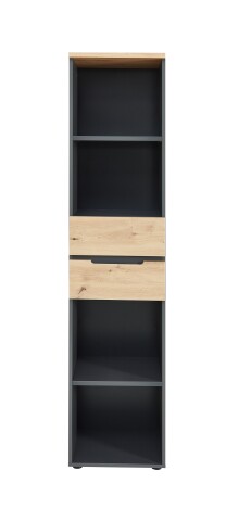 Aktenregal >Memphis< in Artisan Eiche Dekor / Graphit - 45x197x38 (BxHxT)