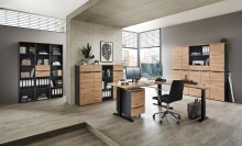 Aktenregal >Memphis< in Artisan Eiche Dekor / Graphit - 45x197x38 (BxHxT)