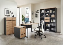 Aktenschrank >Memphis< in Artisan Eiche Dekor / Graphit - 75x122x38 (BxHxT)