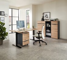 Aktenschrank >Memphis< in Artisan Eiche Dekor / Graphit - 75x122x38 (BxHxT)