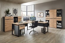 Aktenschrank >Memphis< in Artisan Eiche Dekor / Graphit - 45x122x38 (BxHxT)