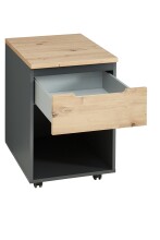 Rollcontainer >Memphis< in Artisan Eiche Dekor / Graphit - 45x66x55 (BxHxT)