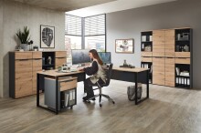 Rollcontainer >Memphis< in Artisan Eiche Dekor / Graphit - 45x66x55 (BxHxT)