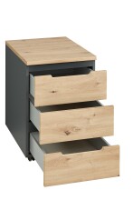 Rollcontainer >Memphis< in Artisan Eiche Dekor / Graphit - 45x66x55 (BxHxT)
