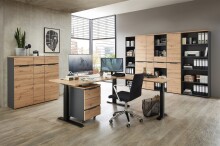 Rollcontainer >Memphis< in Artisan Eiche Dekor / Graphit - 45x66x55 (BxHxT)