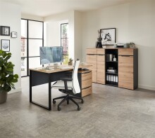 Schreibtisch >Memphis< in Artisan Eiche Dekor / schwarz - 120x77x73 (BxHxT)