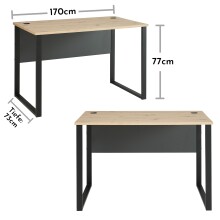 Schreibtisch >Memphis< in Artisan Eiche Dekor / schwarz - 170x77x73 (BxHxT)