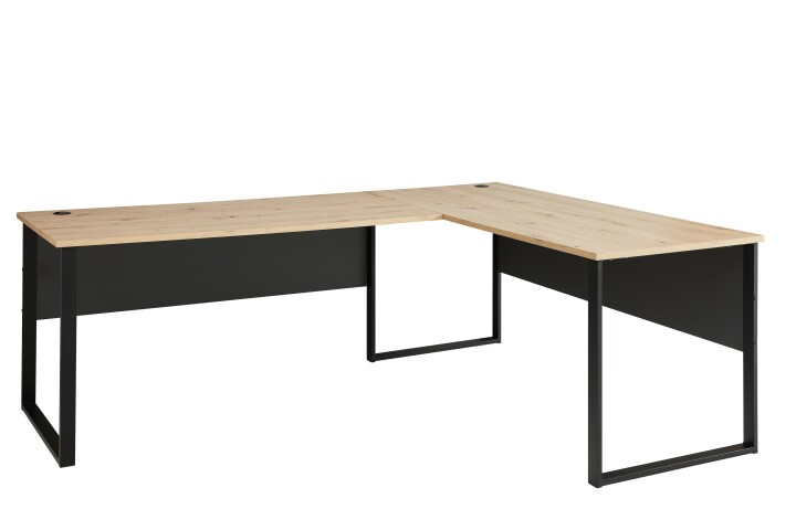 Eckschreibtisch >Memphis< in Artisan Eiche Dekor / schwarz - 223x77x170 (BxHxT)
