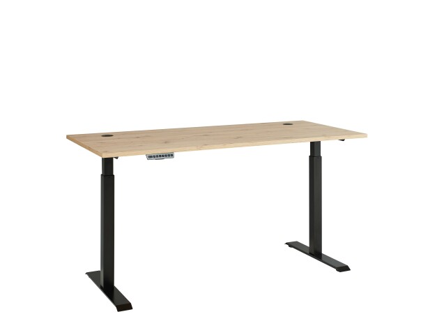 Schreibtisch >Memphis< höhenverstellbar, Artisan Eiche / schwarz - 160x72/120x77 (BxHxT)