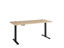 Schreibtisch >Memphis< höhenverstellbar, Artisan Eiche / schwarz - 160x72/120x77 (BxHxT)