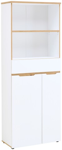 Aktenschrank >Memphis< in Weiß / Artisan Eiche Dekor - 75x197x38 (BxHxT)
