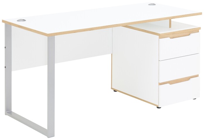 Schreibtisch >Memphis< in Weiß / Artisan / silber - 150x77x73 (BxHxT)