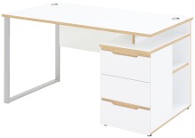 Schreibtisch >Memphis< in Weiß / Artisan / silber - 150x77x73 (BxHxT)