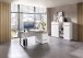 Schreibtisch >Memphis< in Weiß / Artisan / silber - 150x77x73 (BxHxT)