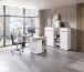 Schreibtisch >Memphis< in Weiß / Artisan / silber - 150x77x73 (BxHxT)