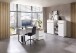 Schreibtisch >Memphis< in Weiß / Artisan / silber - 150x77x73 (BxHxT)
