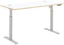 Schreibtisch >Memphis< höhenverstellbar, Weiß / Artisan / silber - 160x72/120x77 (BxHxT)