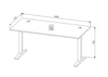Schreibtisch >Memphis< höhenverstellbar, Weiß / Artisan / silber - 160x72/120x77 (BxHxT)