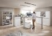 Eckschreibtisch >Memphis< höhenverstellbar, weiß / Artisan / silber  - 185x64/129x177 (BxHxT)