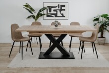 Kulissen-Esstisch >Avant< ausziehbar, Dekor Artisan Oak / schwarz - 160/200x76x90cm (BxHxT)