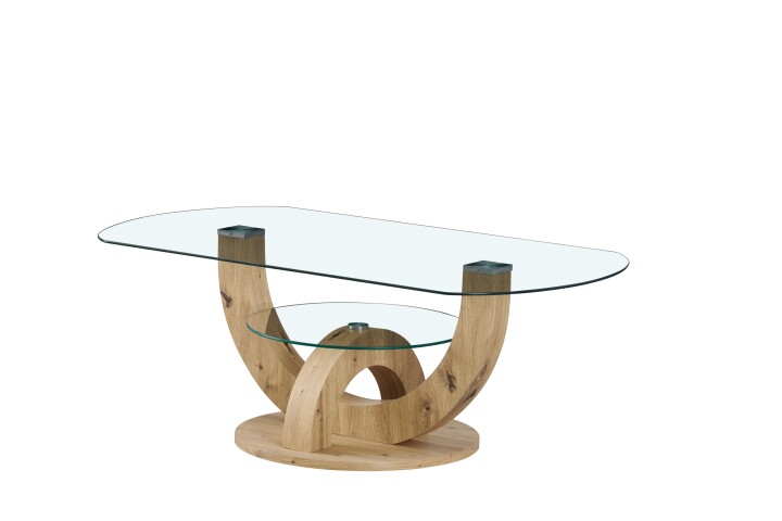 Couchtisch >Boston< in Artisan Eiche Dekor, Glas - 110x40x60 (BxHxT)