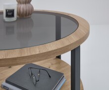 Couchtisch >Lars< in Artisan Eiche Dekor, schwarz - 45x80 (HxD)