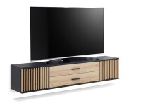 Lowboard >Avira< in Artisan Eiche Dekor, schwarz - 180x32x31cm (BxHxT)