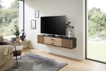 Lowboard >Avira< in Artisan Eiche Dekor, schwarz - 180x32x31cm (BxHxT)